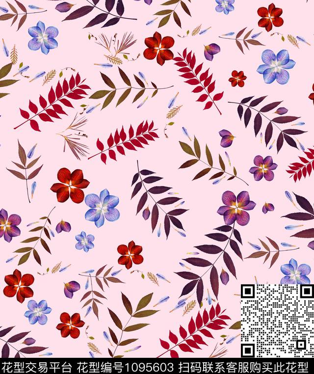 小碎花粉红新品数码印花华亿平台下载（图片编号: 1095603） - 瓦栏（Walan）