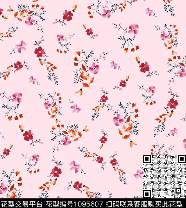 小碎花粉红新品数码印花华亿平台下载（图片编号: 1095607） - 瓦栏（Walan）