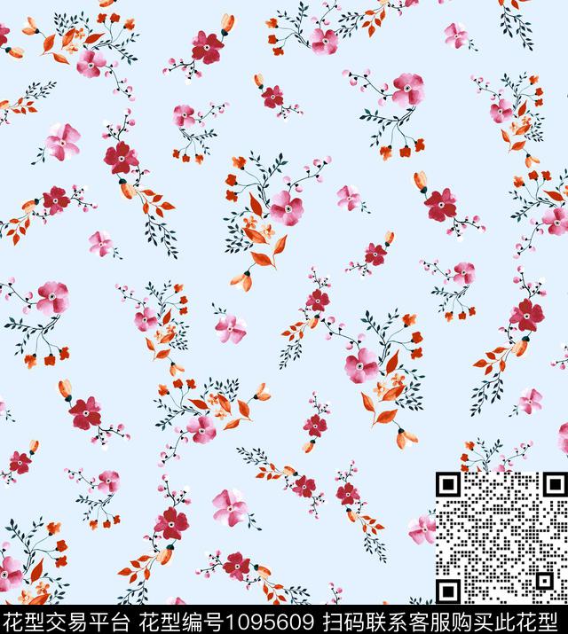 小碎花粉红新品数码印花华亿平台下载（图片编号: 1095609） - 瓦栏（Walan）