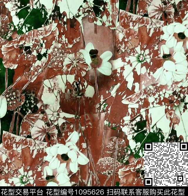 雪纺香云纱荷花数码印花华亿平台下载（图片编号: 1095626） - 瓦栏（Walan）