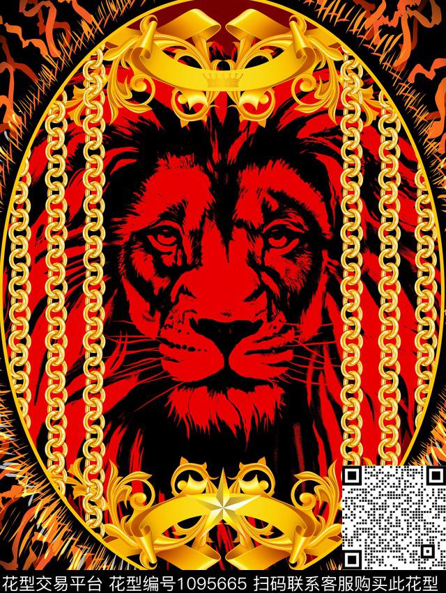 动物头大牌风狮子数码印花华亿平台下载（图片编号: 1095665） - 瓦栏（Walan）