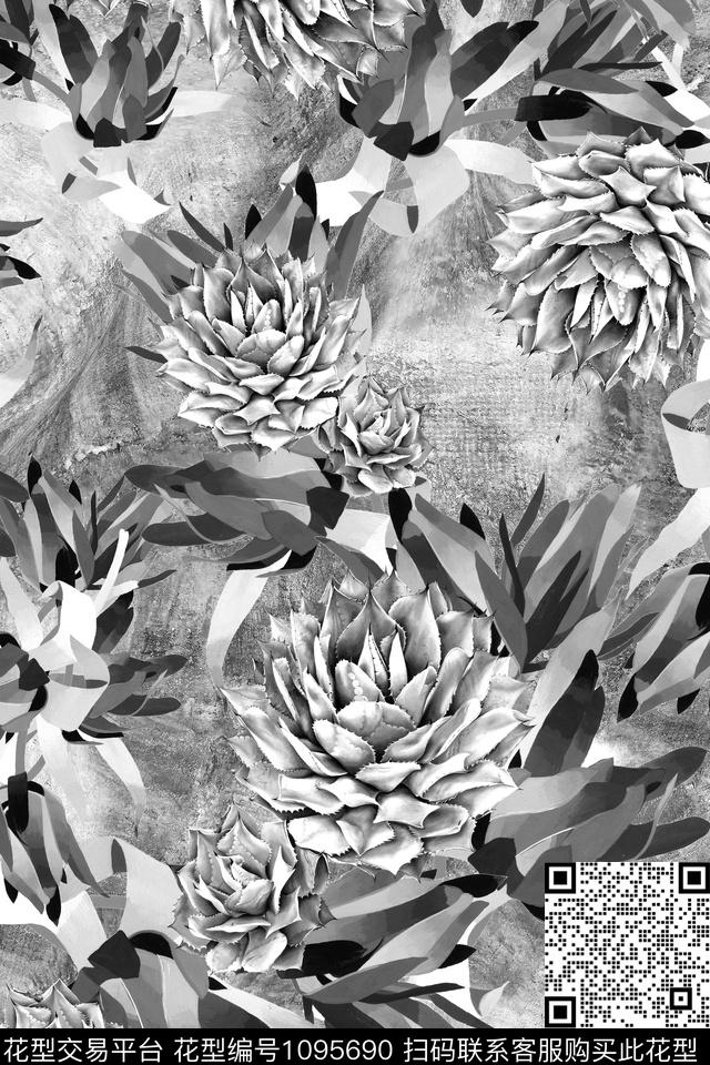 泳装休闲风多肉花数码印花华亿平台下载（图片编号: 1095690） - 瓦栏（Walan）