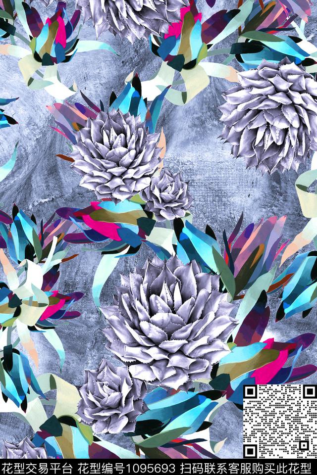 泳装休闲风多肉花数码印花华亿平台下载（图片编号: 1095693） - 瓦栏（Walan）