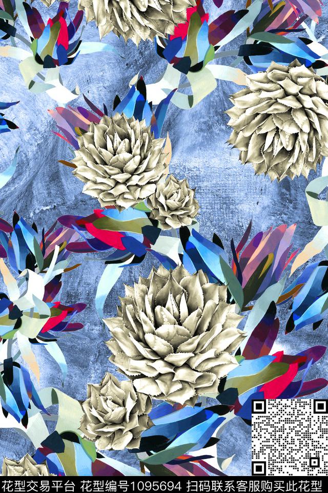 泳装休闲风多肉花数码印花华亿平台下载（图片编号: 1095694） - 瓦栏（Walan）