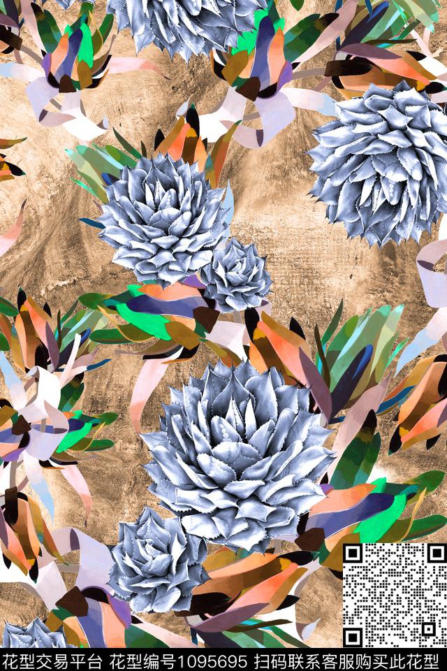 泳装休闲风多肉花数码印花华亿平台下载（图片编号: 1095695） - 瓦栏（Walan）
