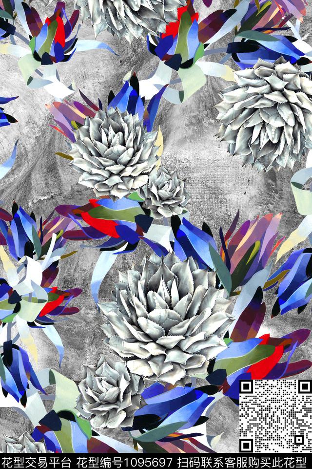 泳装休闲风多肉花数码印花华亿平台下载（图片编号: 1095697） - 瓦栏（Walan）