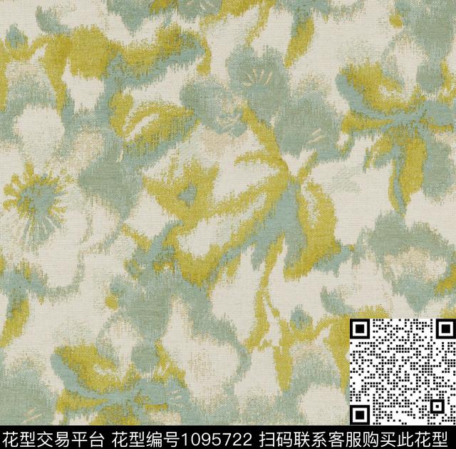 抽象花卉大牌风数码印花华亿平台下载（图片编号: 1095722） - 瓦栏（Walan）