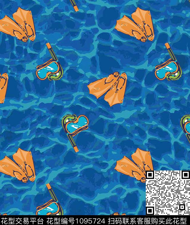 海洋潜水墨镜潜水大脚传统印花华亿平台下载（图片编号: 1095724） - 瓦栏（Walan）