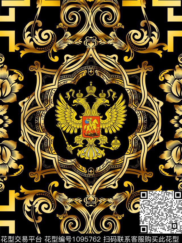 金属欧式定位花宫廷风数码印花华亿平台下载（图片编号: 1095762） - 瓦栏（Walan）