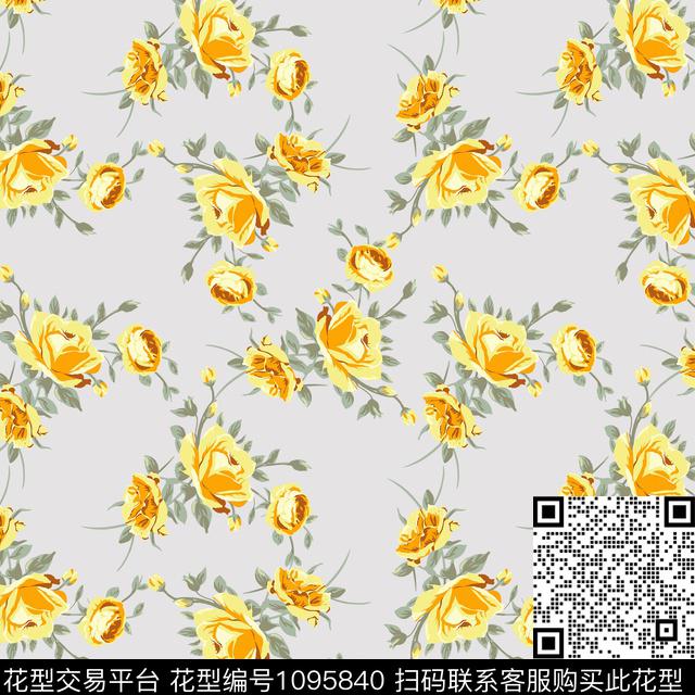 欧洲小碎花淑女数码印花华亿平台下载（图片编号: 1095840） - 瓦栏（Walan）