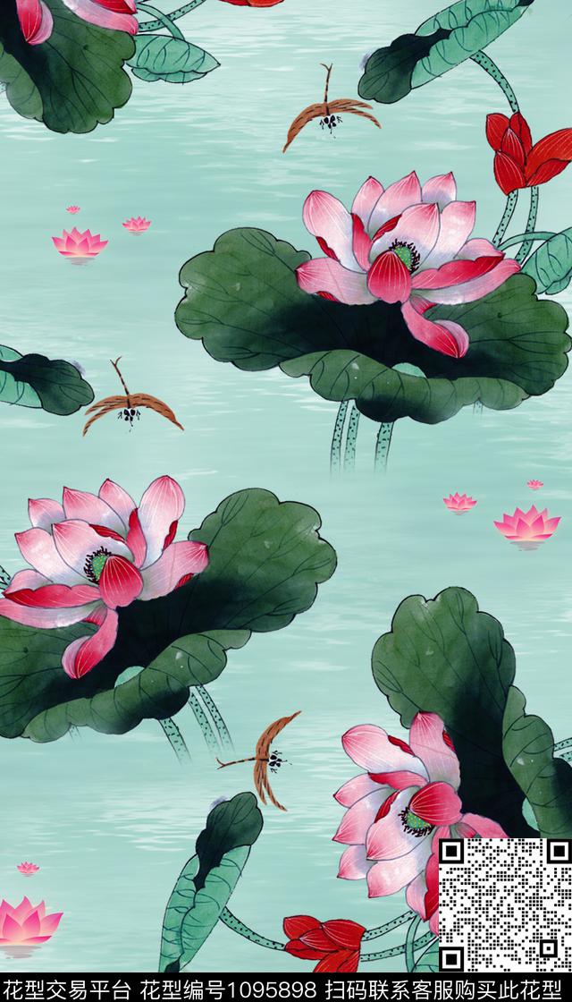 花卉水墨风女装数码印花华亿平台下载（图片编号: 1095898） - 瓦栏（Walan）