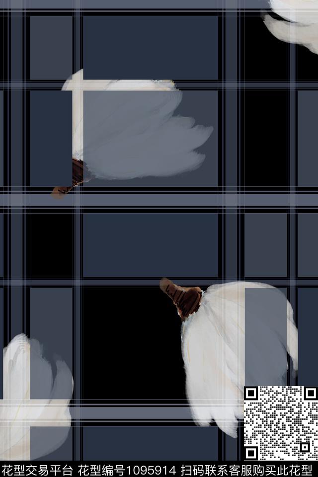 格子花卉女装数码印花华亿平台下载（图片编号: 1095914） - 瓦栏（Walan）