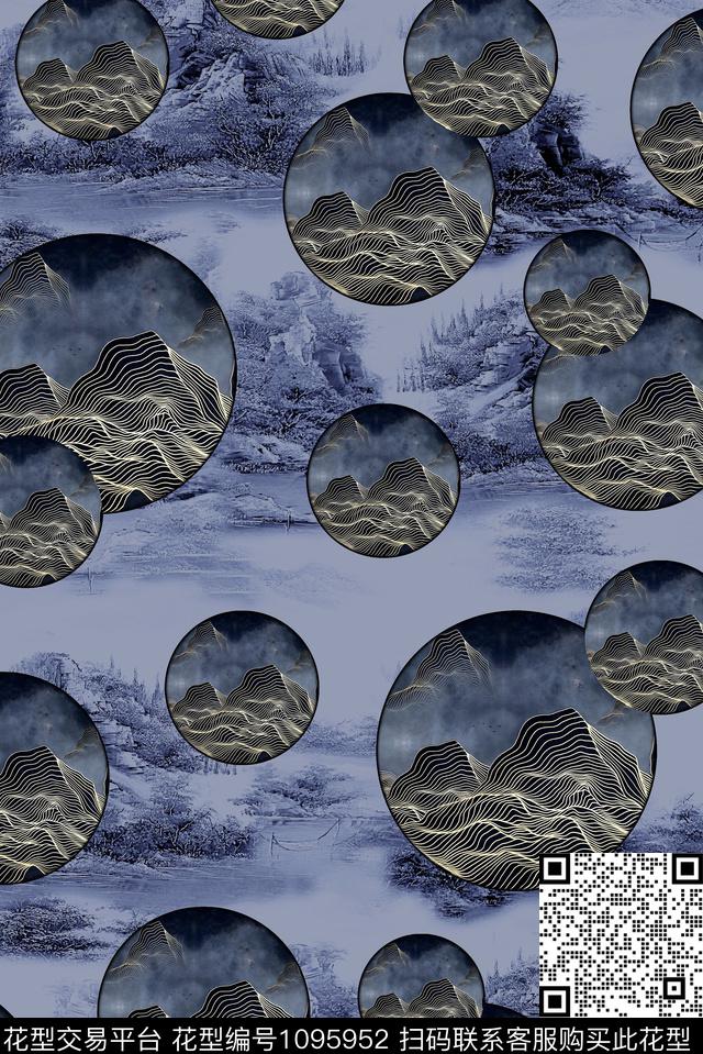 波浪纹休闲男装数码印花华亿平台下载（图片编号: 1095952） - 瓦栏（Walan）