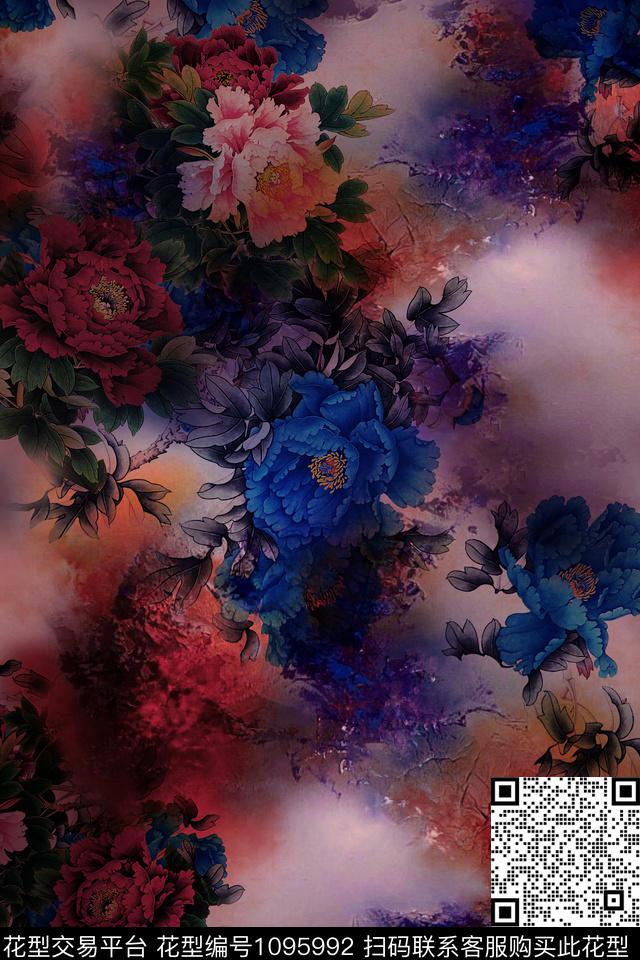 底纹香云纱旗袍数码印花华亿平台下载（图片编号: 1095992） - 瓦栏（Walan）