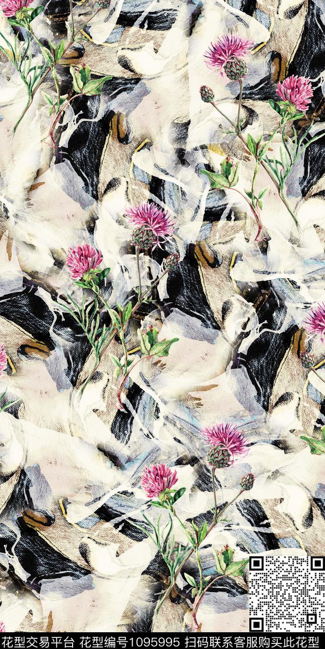 数码华亿平台花卉大牌风数码印花华亿平台下载（图片编号: 1095995） - 瓦栏（Walan）