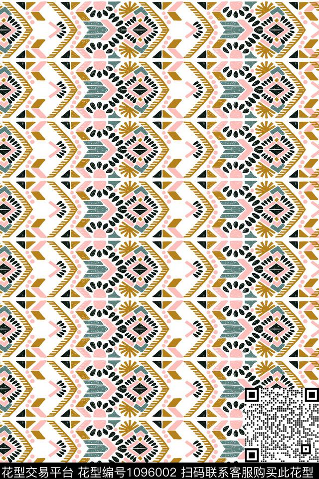 几何纹理部落民族数码印花华亿平台下载（图片编号: 1096002） - 瓦栏（Walan）