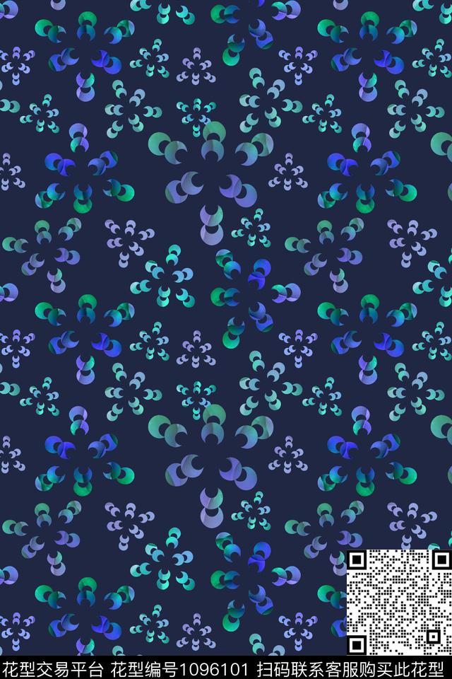 民族花卉碎碎花青蓝雅韵系列传统印花华亿平台下载（图片编号: 1096101） - 瓦栏（Walan）