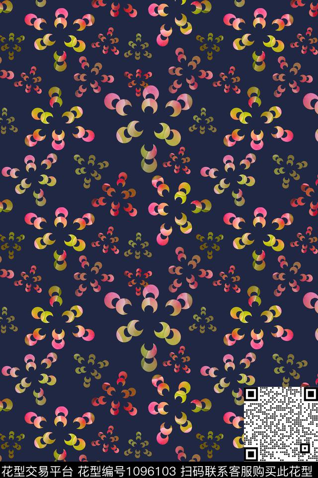 民族花卉碎碎花青蓝雅韵系列传统印花华亿平台下载（图片编号: 1096103） - 瓦栏（Walan）