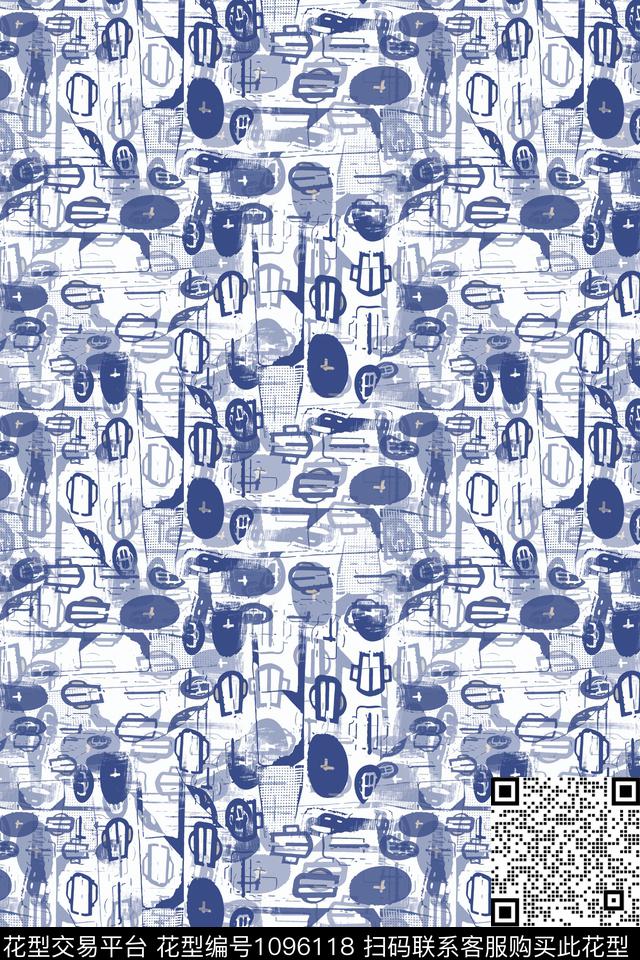 抽象手绘涂鸦图案签字笔印花传统印花华亿平台下载（图片编号: 1096118） - 瓦栏（Walan）