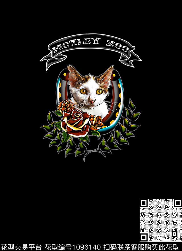 猫麦穗玫瑰花数码印花华亿平台下载（图片编号: 1096140） - 瓦栏（Walan）