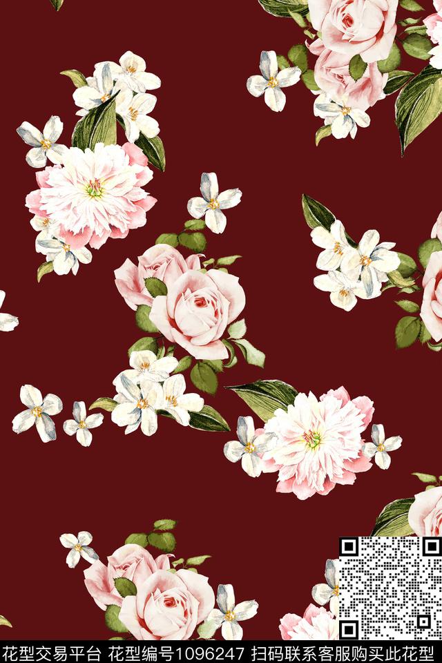 植物抽象水彩花卉数码印花华亿平台下载（图片编号: 1096247） - 瓦栏（Walan）