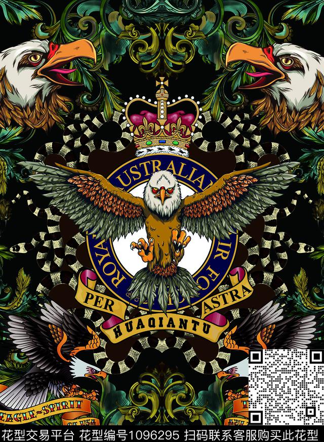 老鹰定位花抽象数码印花华亿平台下载（图片编号: 1096295） - 瓦栏（Walan）