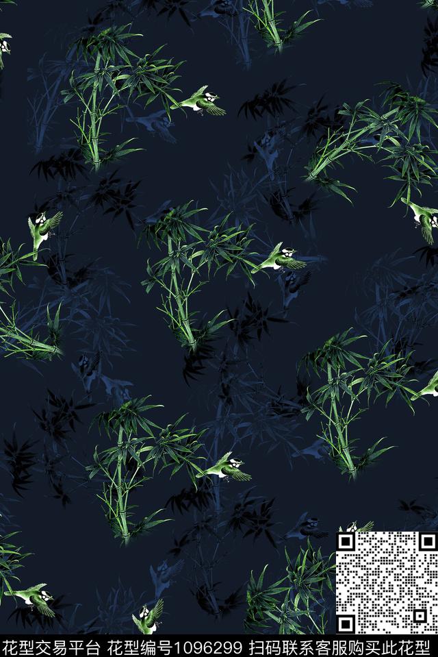 鸟男装竹子数码印花华亿平台下载（图片编号: 1096299） - 瓦栏（Walan）