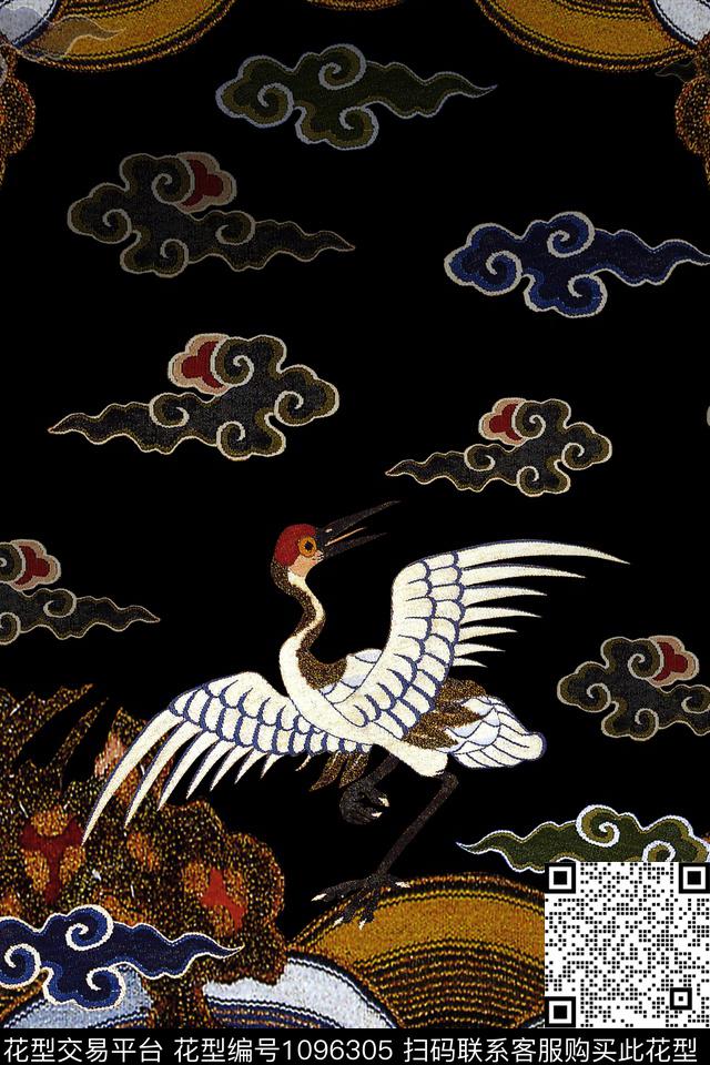 男装中国风定位花数码印花华亿平台下载（图片编号: 1096305） - 瓦栏（Walan）