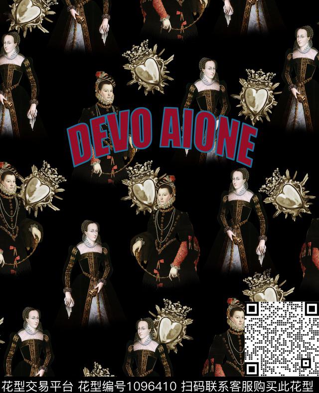 定位花人物复古数码印花华亿平台下载（图片编号: 1096410） - 瓦栏（Walan）