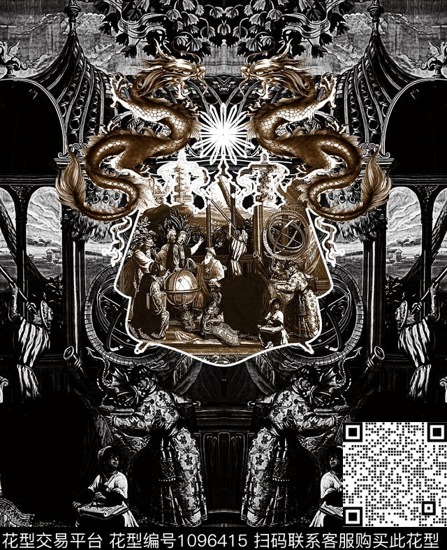 抽象男装宫廷风数码印花华亿平台下载（图片编号: 1096415） - 瓦栏（Walan）