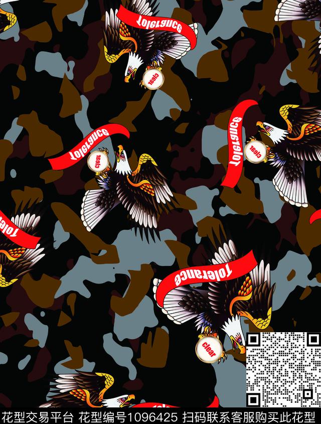 老鹰抽象男装男装数码印花华亿平台下载（图片编号: 1096425） - 瓦栏（Walan）