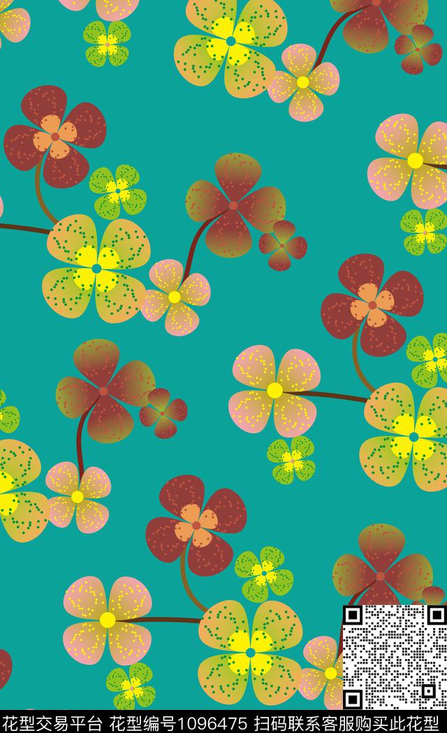 趣味四叶草潮牌数码印花华亿平台下载（图片编号: 1096475） - 瓦栏（Walan）