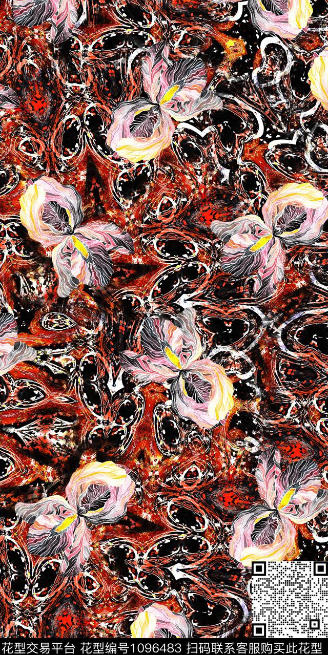 数码华亿平台民族风花卉数码印花华亿平台下载（图片编号: 1096483） - 瓦栏（Walan）