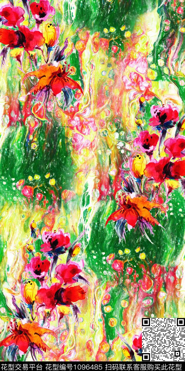 数码华亿平台花卉大牌风数码印花华亿平台下载（图片编号: 1096485） - 瓦栏（Walan）