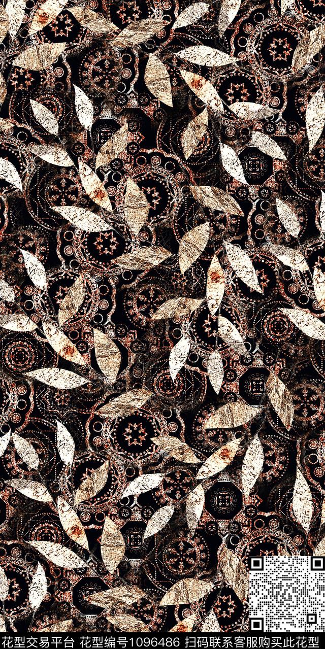 数码华亿平台民族风抽象数码印花华亿平台下载（图片编号: 1096486） - 瓦栏（Walan）