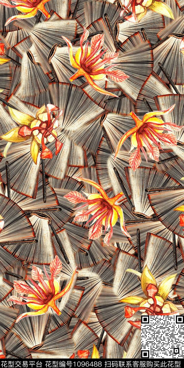数码华亿平台抽象花卉数码印花华亿平台下载（图片编号: 1096488） - 瓦栏（Walan）
