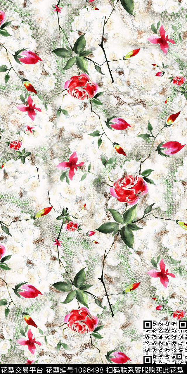 数码华亿平台花卉大牌风数码印花华亿平台下载（图片编号: 1096498） - 瓦栏（Walan）