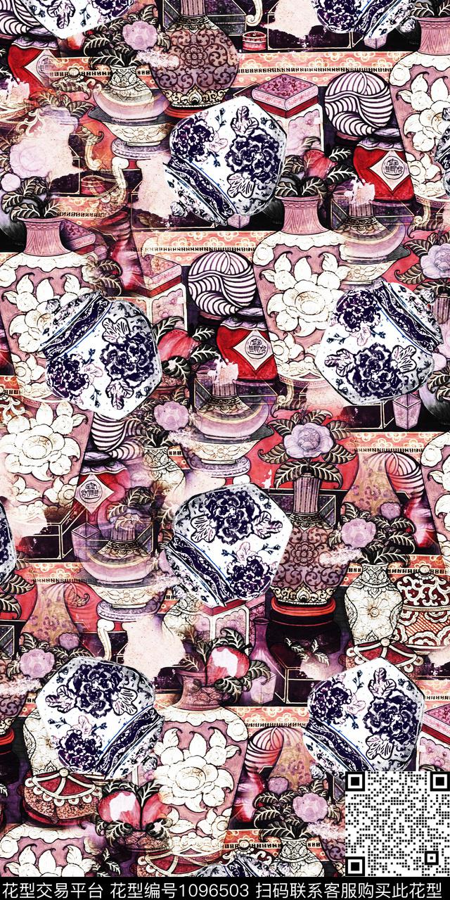 数码华亿平台民族风抽象数码印花华亿平台下载（图片编号: 1096503） - 瓦栏（Walan）