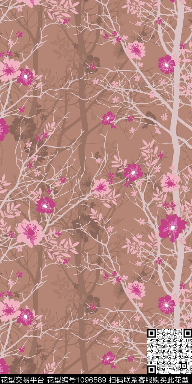 数码华亿平台花卉大牌风数码印花华亿平台下载（图片编号: 1096589） - 瓦栏（Walan）