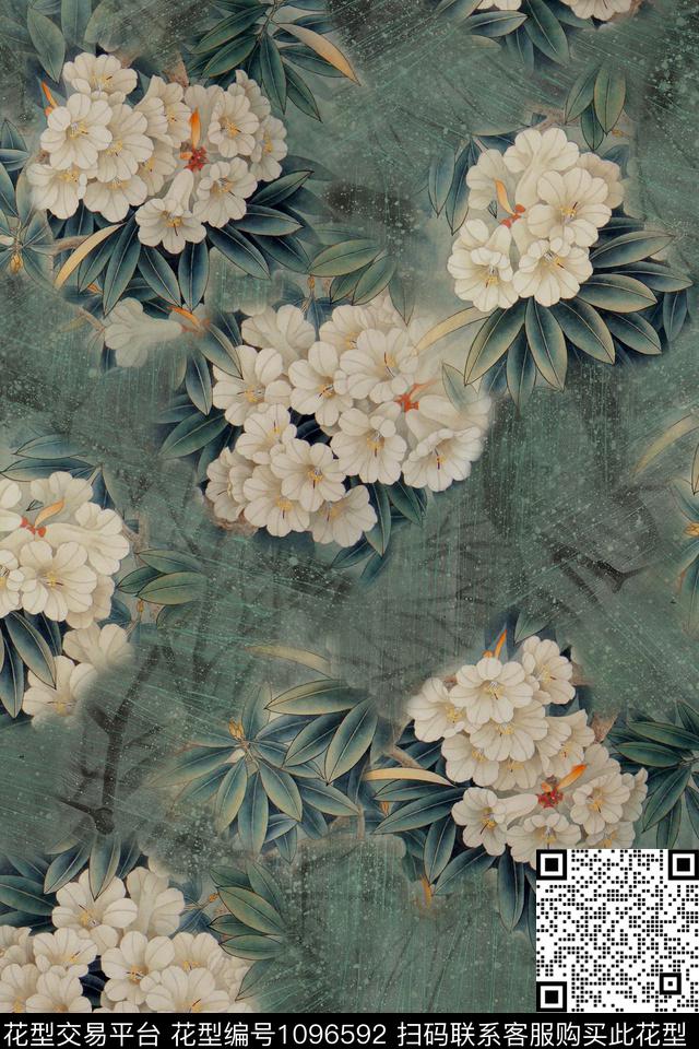 花卉香云纱竹子数码印花华亿平台下载（图片编号: 1096592） - 瓦栏（Walan）