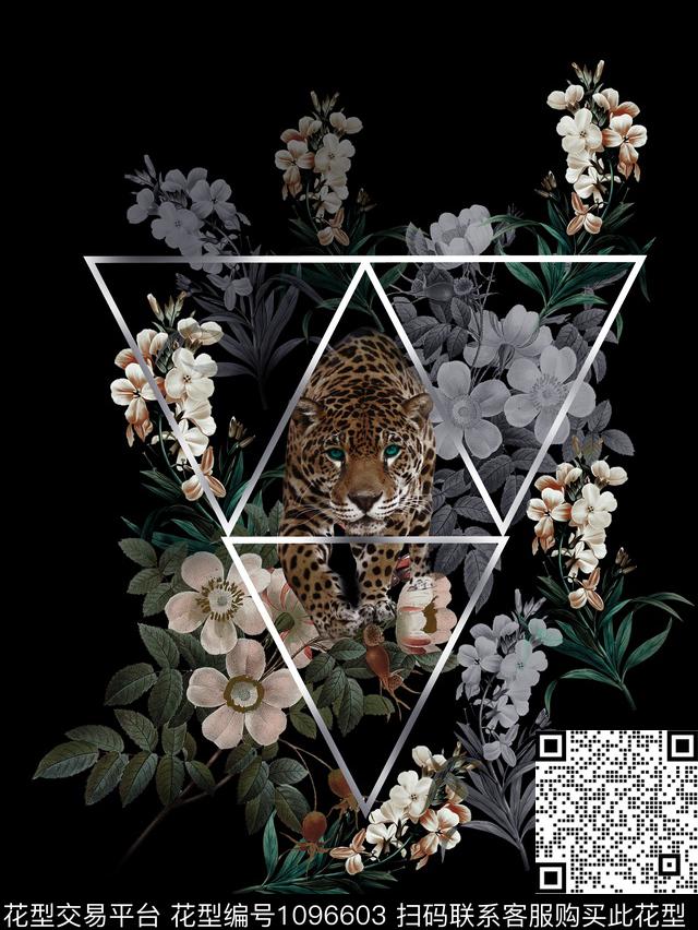 植物几何豹子数码印花华亿平台下载（图片编号: 1096603） - 瓦栏（Walan）