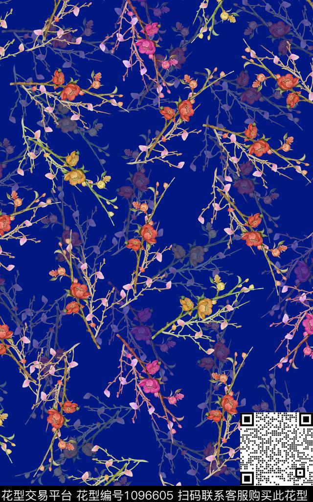 小碎花花卉花苞数码印花华亿平台下载（图片编号: 1096605） - 瓦栏（Walan）