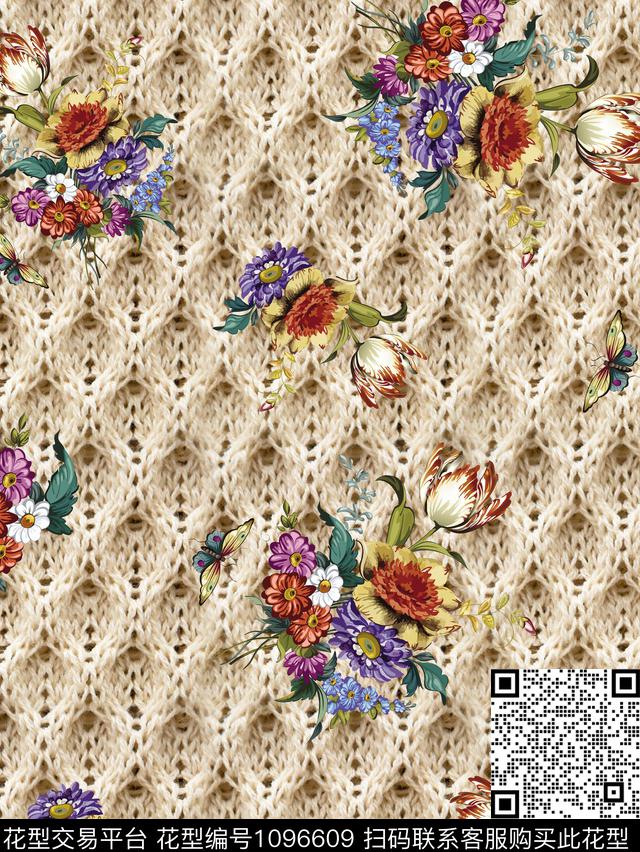 秋冬华亿平台花卉中老年数码印花华亿平台下载（图片编号: 1096609） - 瓦栏（Walan）