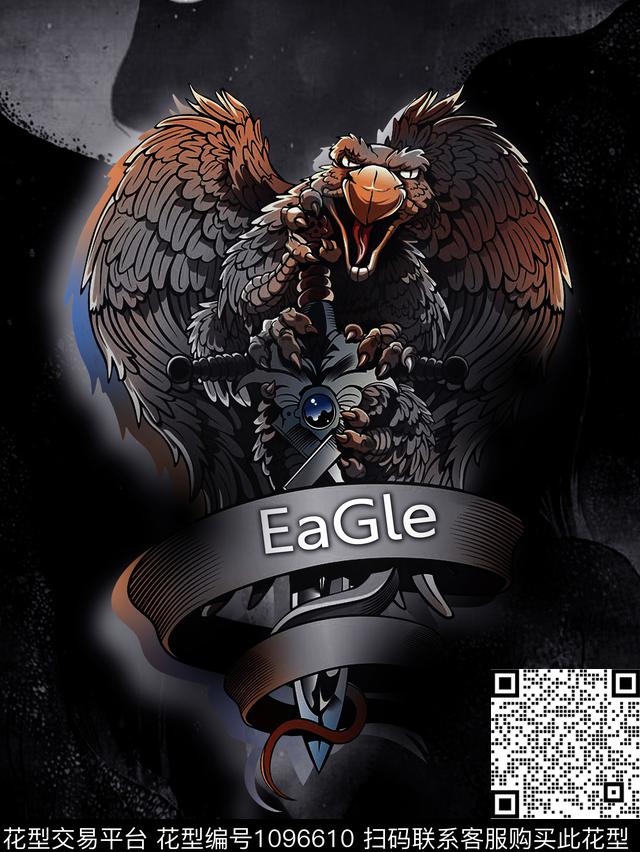 字母男T老鹰数码印花华亿平台下载（图片编号: 1096610） - 瓦栏（Walan）