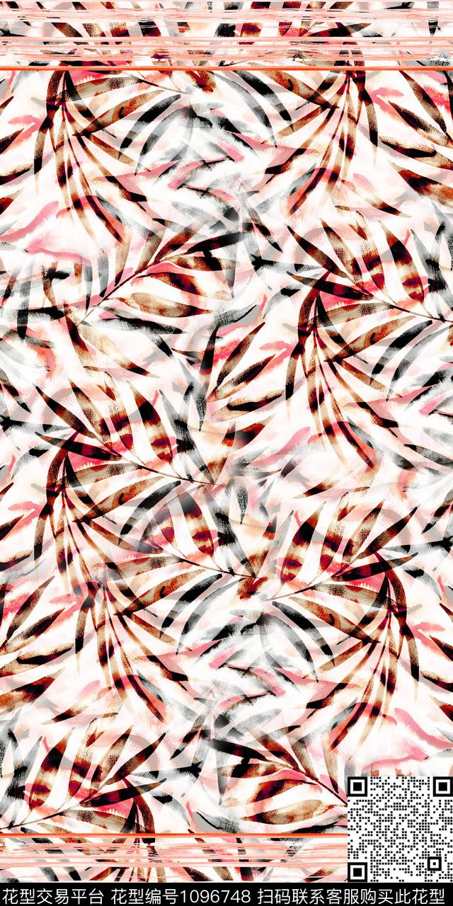 绿植树叶手绘花卉水彩花卉数码印花华亿平台下载（图片编号: 1096748） - 瓦栏（Walan）