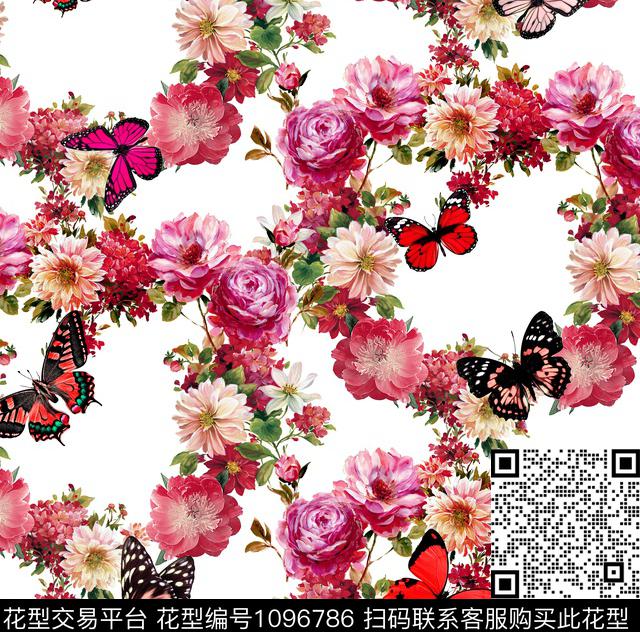 淑女花卉牡丹数码印花华亿平台下载（图片编号: 1096786） - 瓦栏（Walan）