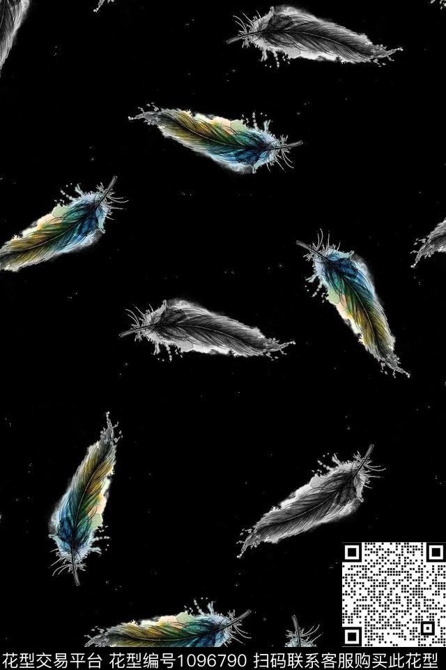 羽毛民族风抽象数码印花华亿平台下载（图片编号: 1096790） - 瓦栏（Walan）