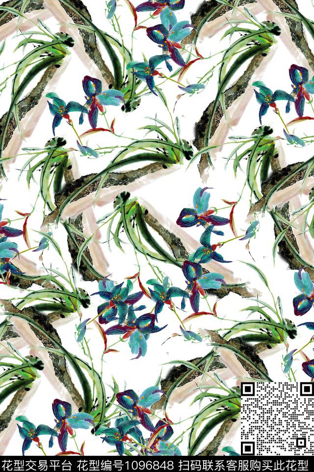 男装花卉复古数码印花华亿平台下载（图片编号: 1096848） - 瓦栏（Walan）