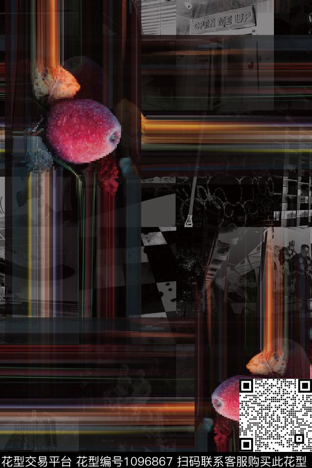 抽象男装几何数码印花华亿平台下载（图片编号: 1096867） - 瓦栏（Walan）