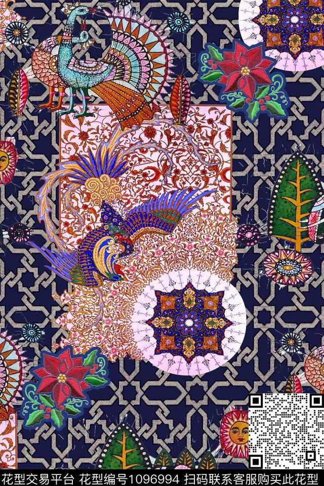 民族风凤凰数码印花华亿平台下载（图片编号: 1096994） - 瓦栏（Walan）